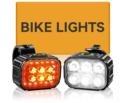 Luces de bicicleta para montar de noche Juego de faros y luces traseras de bicicleta Accesorios Linterna LED brillante para bicicleta delantera y t...