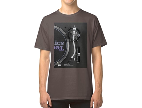 Camiseta ROCKINSTONE Technics Dj Old School Algodón para Hombre (S - Gris)