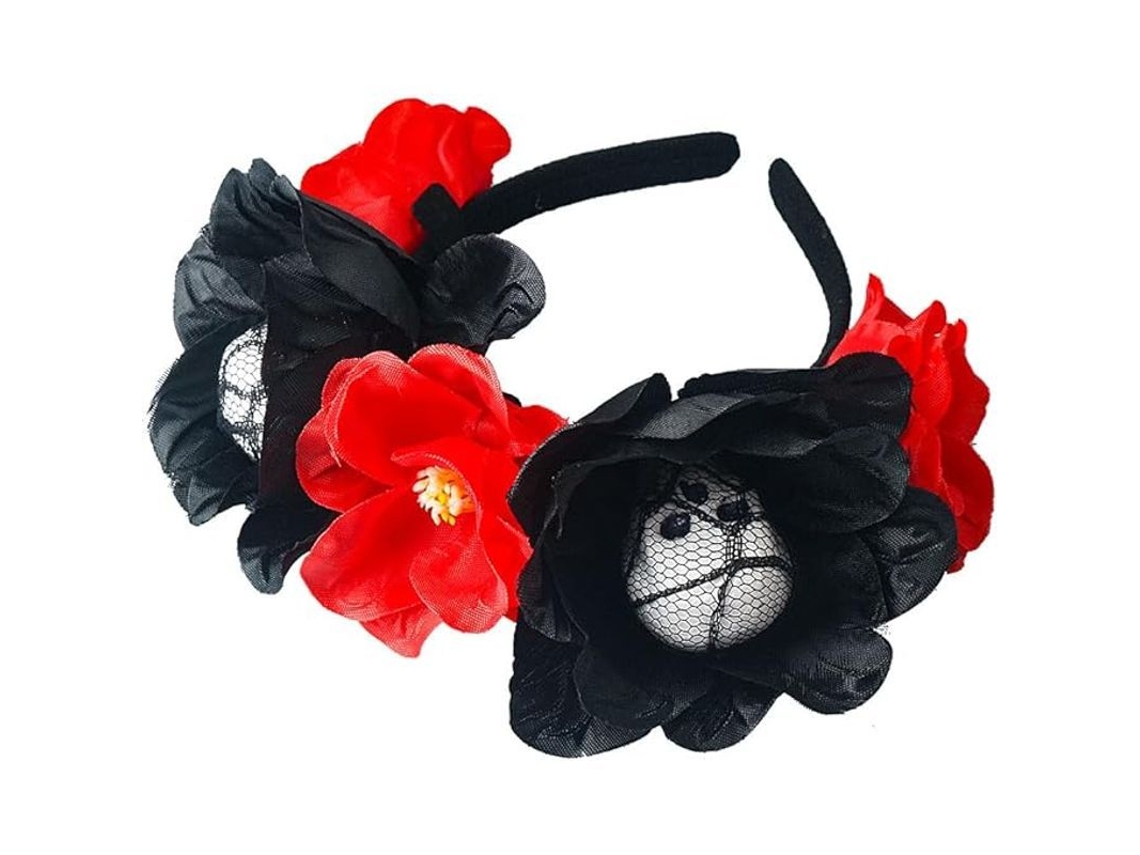 Tiara De Calavera Con Flores, Sombrero De Bruja Para Cosplay Demoníaco De Halloween