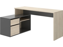 Mesa de Escritorio en Forma DKIT Rox (Natural/Grafito - 75x139x92 cm)