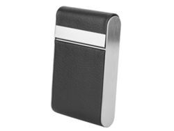 Estuche Para Cigarrillos De Acero Inoxidable Con Detalles De Piel Sintética Para Mujer, Capacidad Para 20 Cigarrillos, Color Negro.