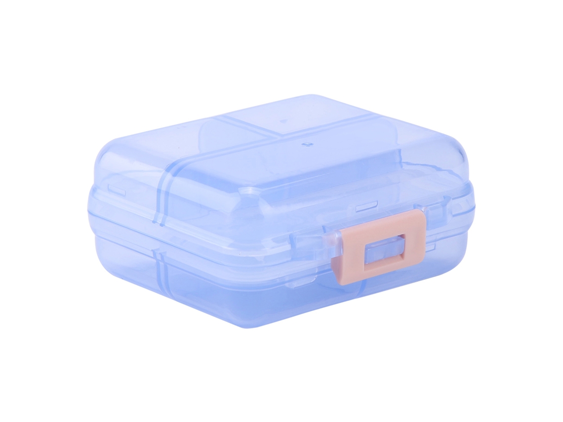 Caja Organizadora De Pastillas Semanal Con 7 Compartimentos, Portátil, Cierre Seguro, Azul.
