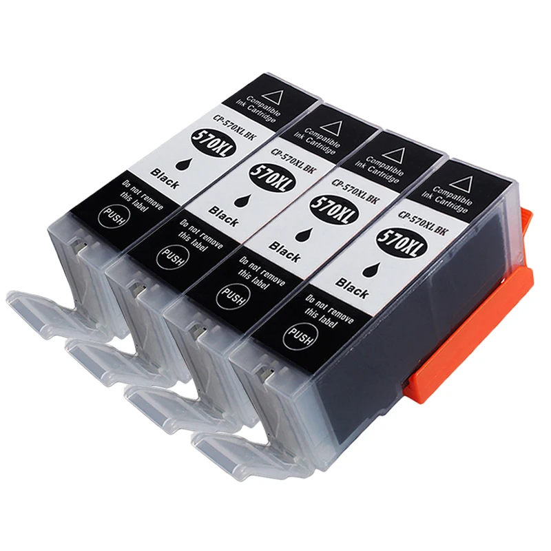 4 Cartuchos De Tinta Negros Canon Pgi 570xl Cli 571xl Pgi570 Para Canon Pixma Ts5050 Ts5051 Ts5053 Ts5055 Ts6050 Ts6051 Ts6052