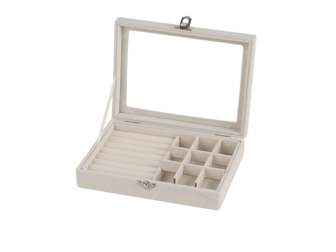 Caja de joyería de franela con cierre de seguridad para guardar joyas