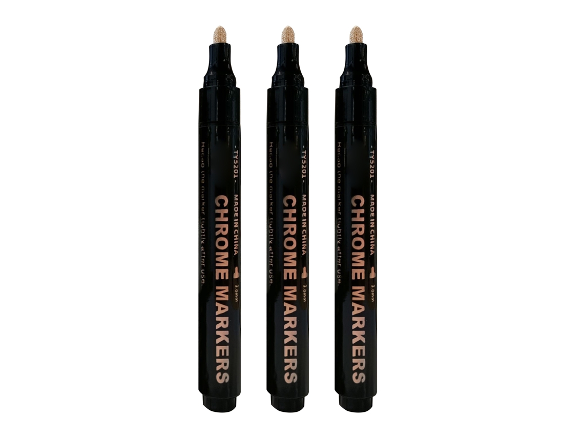 Paquete De 3 Bolígrafos De Tinta Cromada Con Puntas De 0,7 Mm + 1 Mm + 3 Mm Para Proyectos De Arte Diy - Cobre