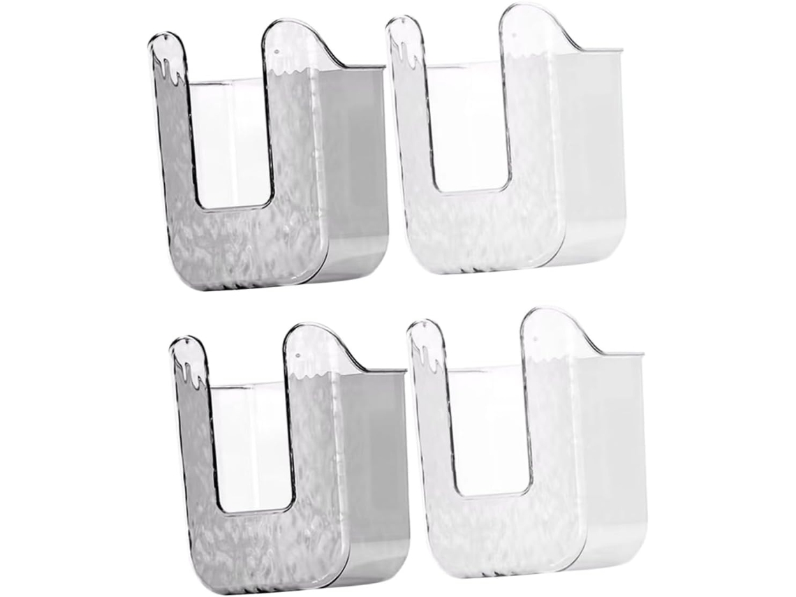 Juego de 2 cajas de almacenamiento grises, portarrollos de papel higiénico de pared, estante para cocina y baño, Slowmoose