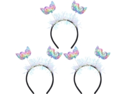 3 Pièces Bandeau Saint, Valentin En Velours Ailes Y Cœur Scintillant