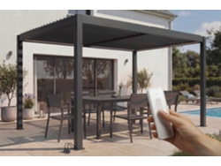 Pérgola Bioclimática Motorizada 4x3 M Autoportante Con Led Agosta Altura 250 Cm - Aluminio Gris