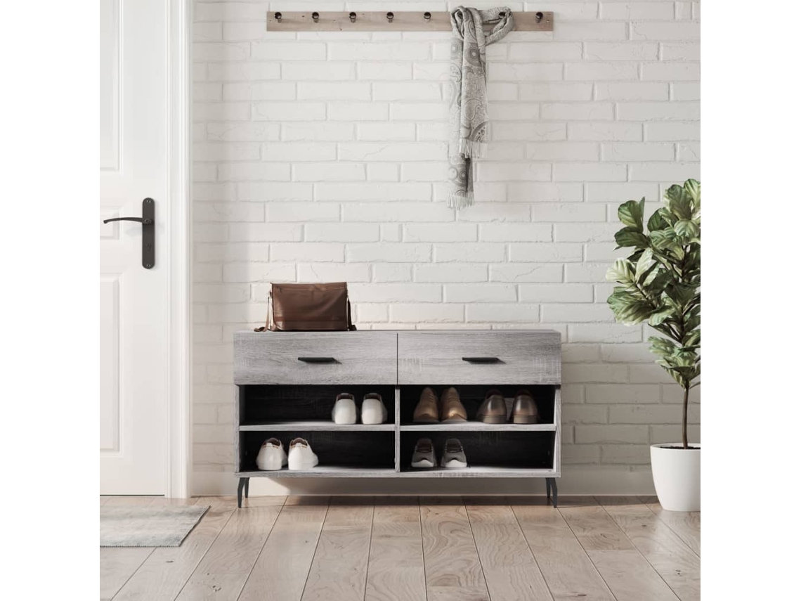 Banco Zapatero Organizador en Derivados de Madera Gris Sonoma 102X35X55 Cm