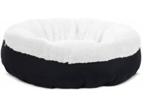 Cama Redonda para Perros y Gatos GAUTY Tela Impermeable y pelo (Blanco y Negro - 57 cm)