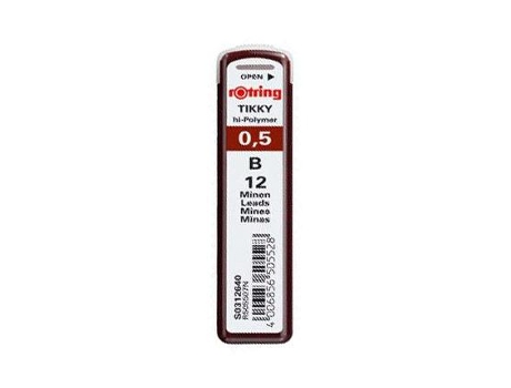 Minas Rotring Grafite 0,5 Mm B Estojo de 12 Minas