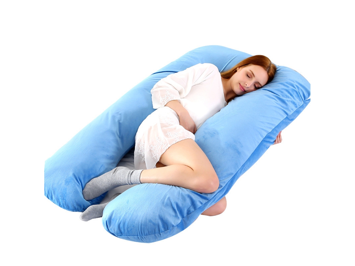 Almohada De Embarazo Multifuncional Para Dormir Durante El Embarazo Aliviar El Abdomen Y Dar Soporte A La Cintura 140 X 80 Cm (azul) Cuich