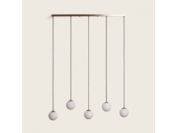 LEDKIA Lámpara Colgante Metal y Cristal Moonlight Brass 5 Focos Dorado