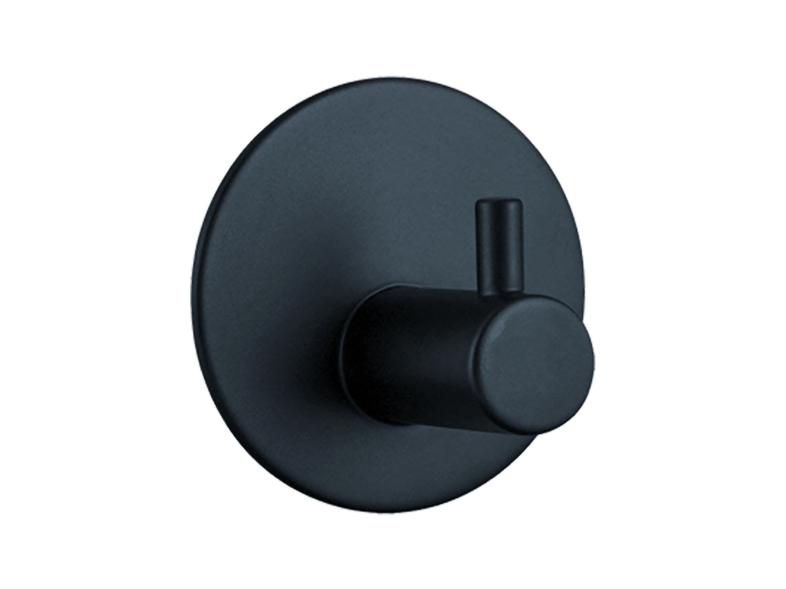 Gancho Autoadhesivo De Acero Inoxidable Para Baño/cocina, No Requiere Taladrar, Diseño Redondo, Color Negro.