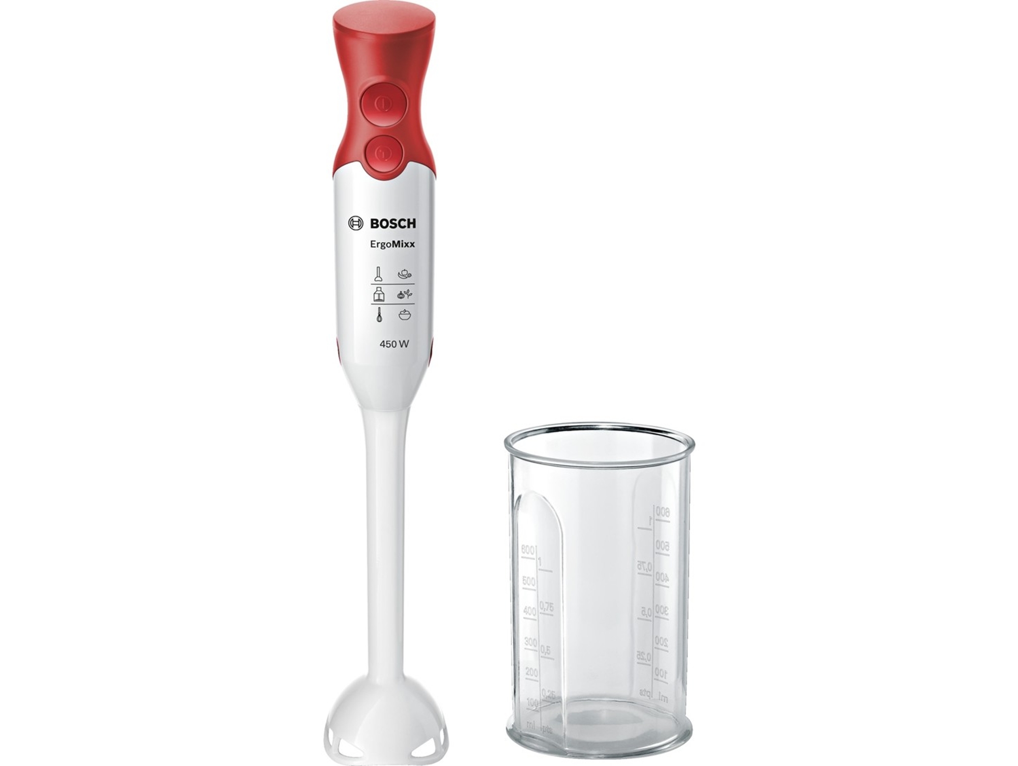 Batidora de Mano  BOSCH MSM64010 (450 W - Blanco y Rojo)