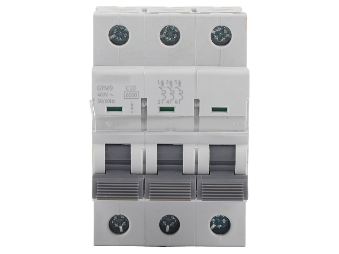 Disyuntor Miniatura De 3 Polos Y 10 A, 400 Vca, Gym9-c65. Seguro, Conforme A La Norma Iec/en60898-1, De Alta Calidad.