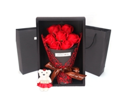 Buquê De Flores De Sabão Rosa Com Urso Para Presente De Dia Dos Namorados, Aniversário E Festivais