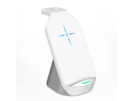 Soporte de cargador inalámbrico de 15 W, base de carga de escritorio 3 en 1, para iPhone, Apple Watch, AirPods, blanco CHRONUS