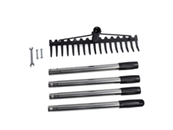 Rastrillo de jardín multifuncional de 17 dientes, ajustable, con cabezal de metal desmontable, herramienta para aflojar la tierra y recoger hojas, 4 secciones.