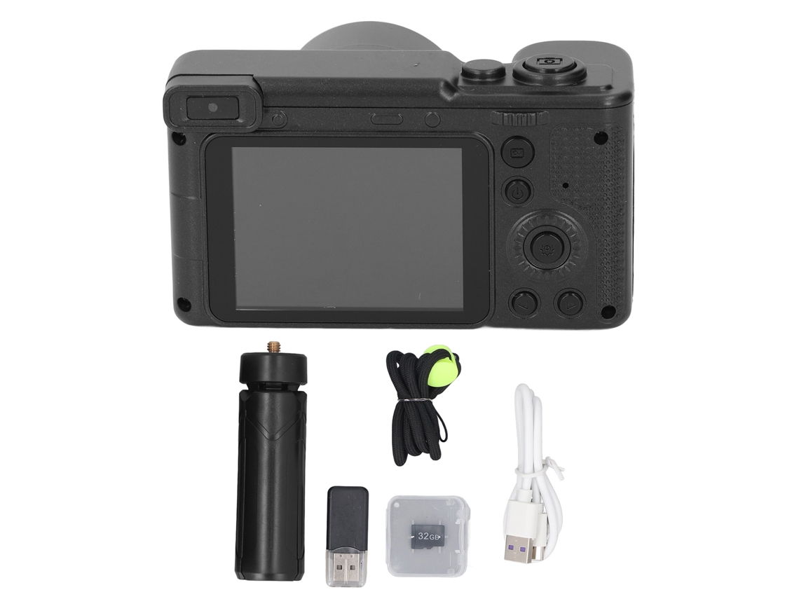 -cámara De Video Digital 4k 96mp 2.4 Pulgadas Dobles Cámaras Reconocimiento Facial Para Estudiantes Niños Negro