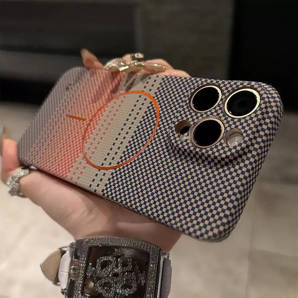 (e, Iphone 17) Funda De Lujo Ultradelgada De Media Cobertura Con Textura De Kevlar, Compatible Con Carga Inalámbrica Magnética.