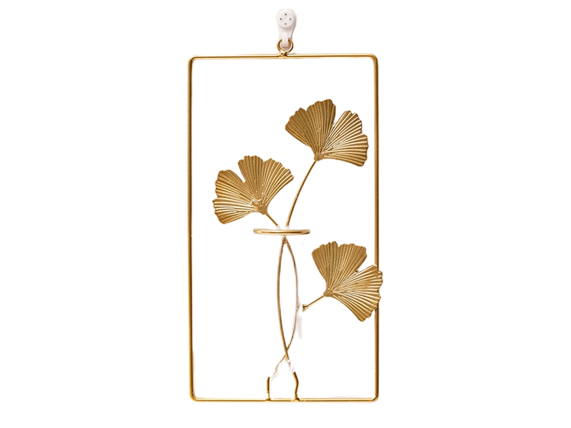 Tubo de ensayo con hoja de ginkgo para decoración de pared