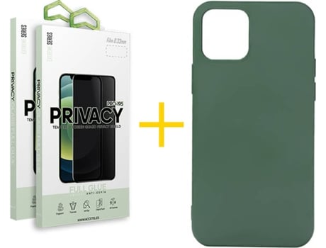 Carcasa + 2 Protectores de Pantalla para iPhone 12 SKYHE Verde Oscuro