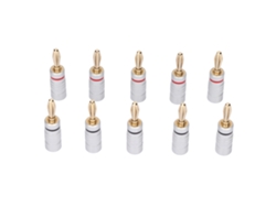 10 Conectores Banana Con Cable De Oro De 24k Para Altavoces, Sistema De Cine En Casa, Doble Tornillo.