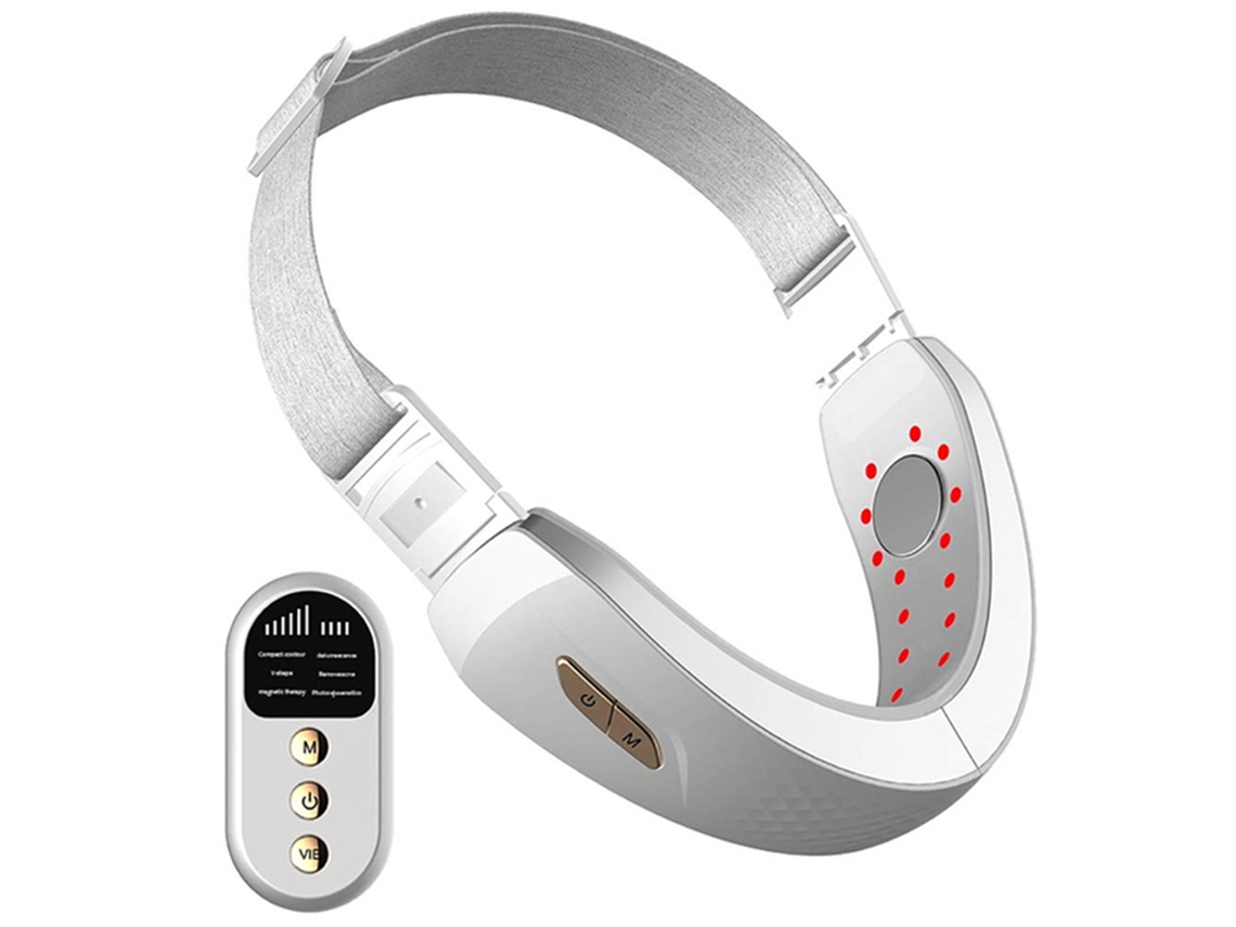 Dispositivo de lifting facial, masajeador vibratorio con fototerapia LED, máquina de lifting muscular en forma de V Mdug (blanco)
