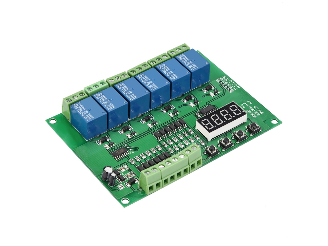 Módulo de relé programable de 6 canales (retardo, autobloqueo)