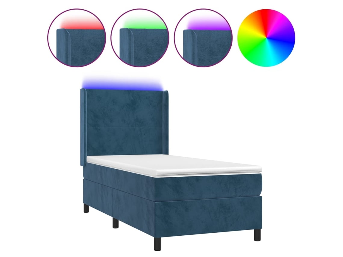 Cama Con Somier VIDAXL Azul Terciopelo (100x200 cm)