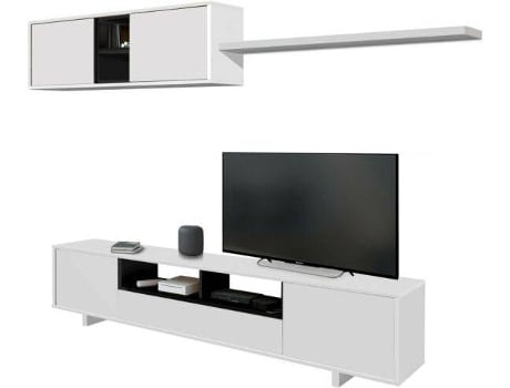 Habitdesign 0z6682bo Mueble de moderno modulos comedor belus medidas 200 cm largo 41 fondo blanco brillo gris antracita conjunto tv 200x41cm