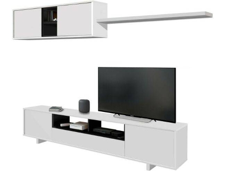 Habitdesign 0z6682bo Mueble de moderno modulos comedor belus medidas 200 cm largo 41 fondo blanco brillo gris antracita conjunto tv 200x41cm