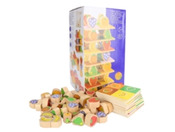 Juego De Torre De Apilamiento De Bloques De Madera Con Imágenes De Frutas Para Niños Y Bebés Mesa Juego