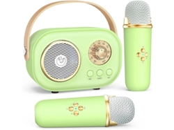 Mini máquina de karaoke Bluetooth con micrófono dual y altavoz para fiesta de cumpleaños infantil, color verde Yizhood