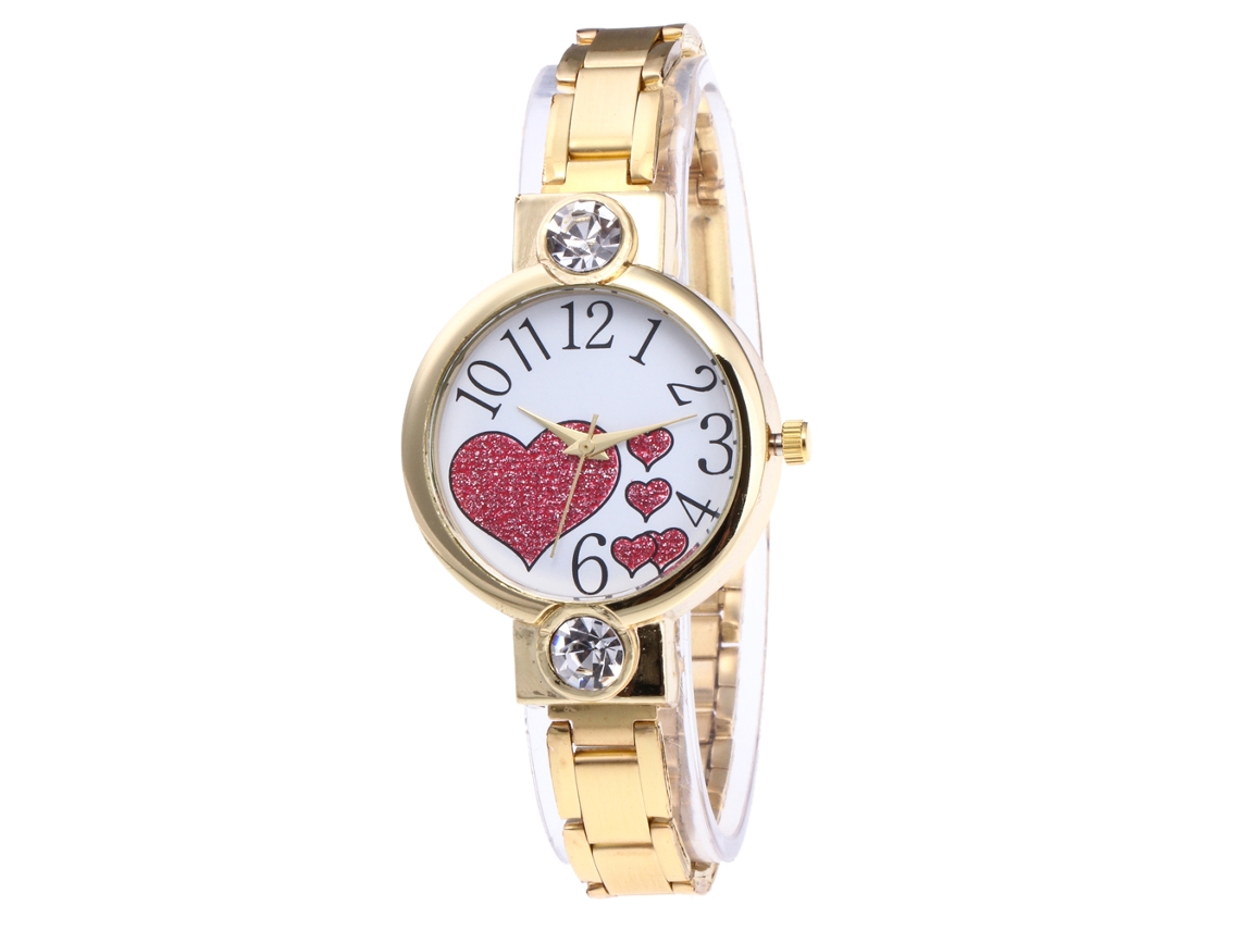 Reloj De Pulsera De Cuarzo Para Mujer Con Diamantes De Imitación, Brazalete De Acero Fino, Diseño Elegante (dorado)