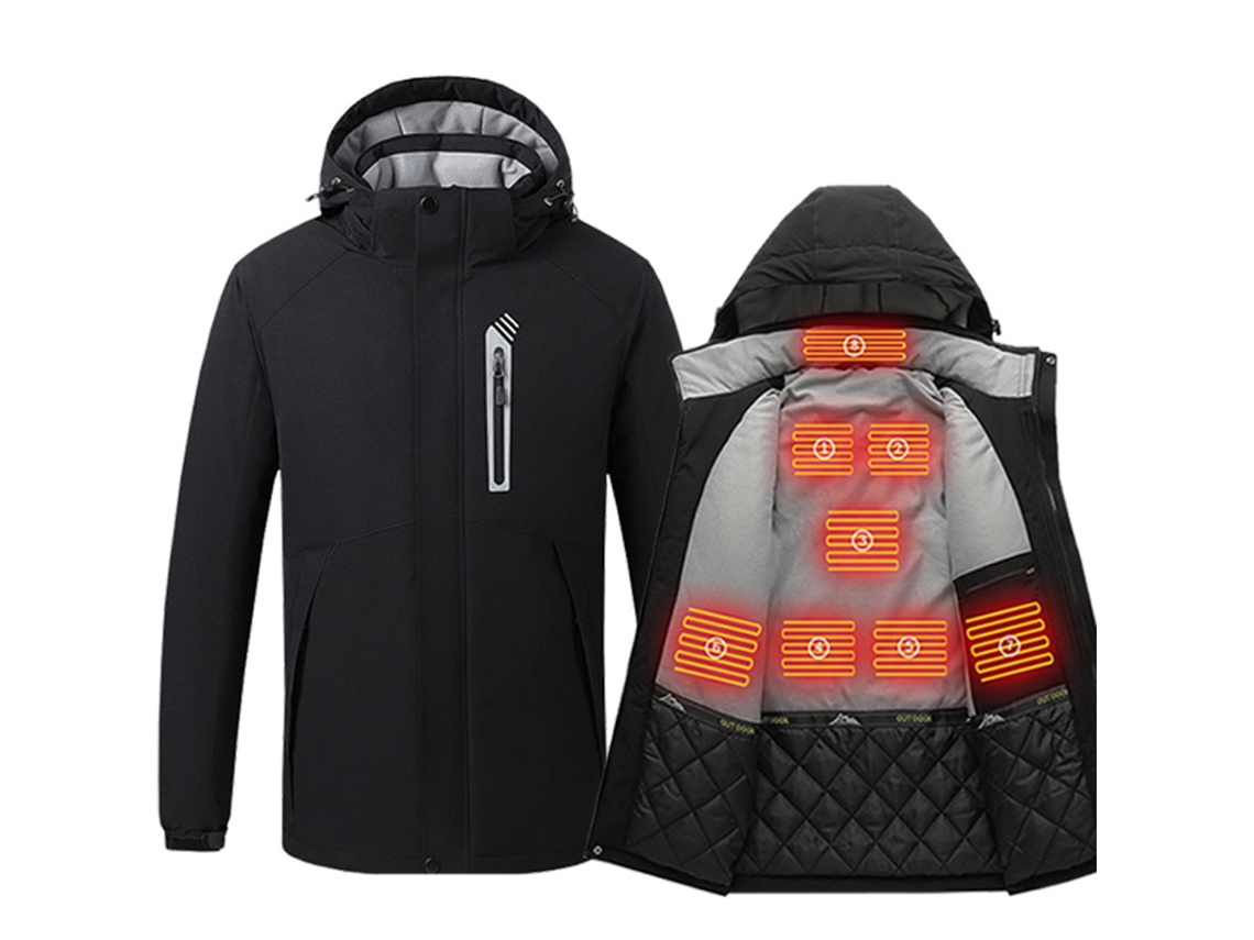 HYMNORA Chaqueta Aquecida Inteligente de Invierno 8 Zonas de Calentamiento Temperatura Ajustable en 3 Niveles Chaqueta con Carga USB