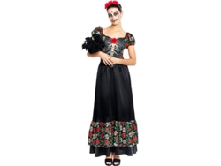 Disfraz de Catrina vestido largo negro para mujer