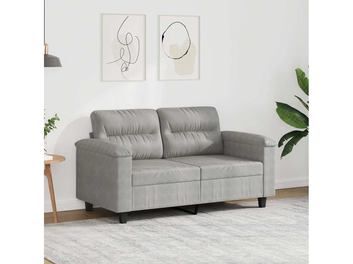 Sofá de 2 plazas - Sofá para salón - Sofá de relax 120 cm Tejido de microfibra gris claro HARLANV1