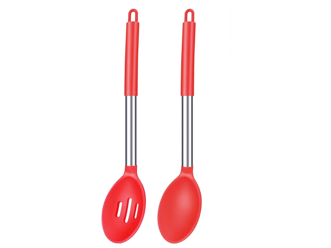 Cuchara de cocina de silicona grande de 2 uds, cuchara de hilvanado sólido antiadherente, utensilios de cocina resistentes al calor