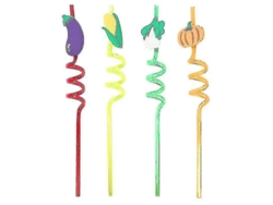 4 pajitas de plástico reutilizables para fiestas hawaianas, cumpleaños y para servir verduras.