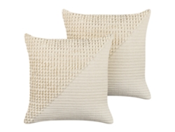 Juego de cojines decorativos BELIANI Pellaea de Algodón Beige 45x45x14