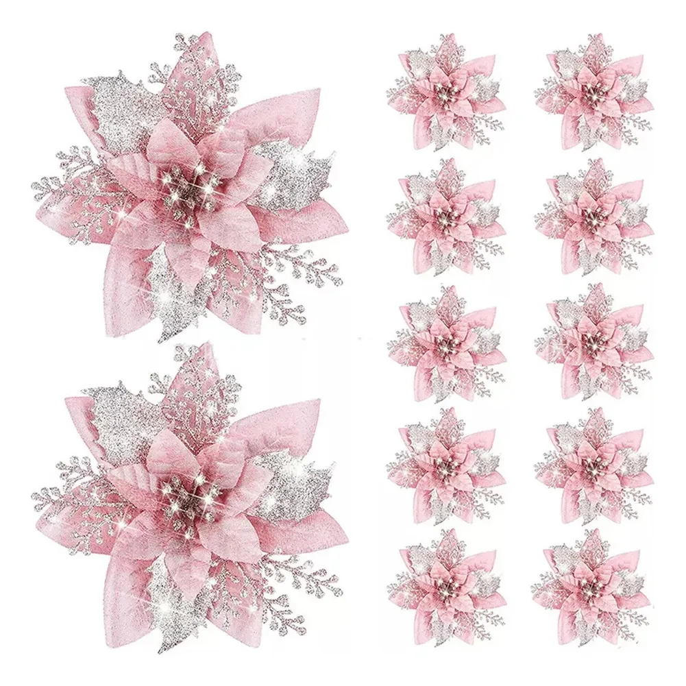 Nuevas 20 piezas de flores artificiales de Navidad Comvayotoy