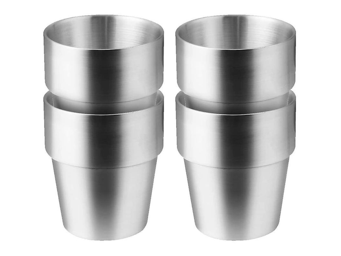 4 vasos de acero inoxidable para café, té, leche, zumo, cerveza, camping, picnics y para el hogar.