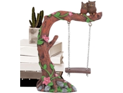 Figuras Mecedoras – Pequeña Escultura Decorativa Para Jardín | Escultura De Resina De Búho En Un Col
