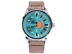 Reloj De Pulsera Hombre Con Calendario Dial Redondo Correa De Cuero Moda 06