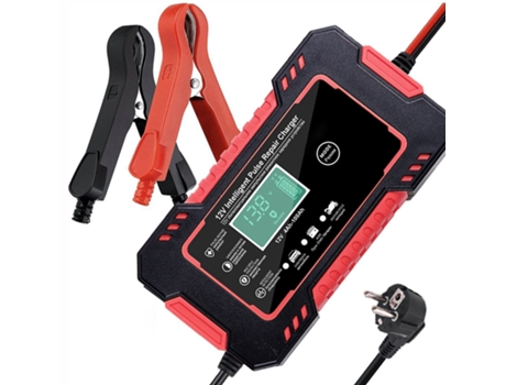 Cargador de batería de coche 12V 6A mantenedor de cargador de batería automático inteligente con pantalla LCD eu