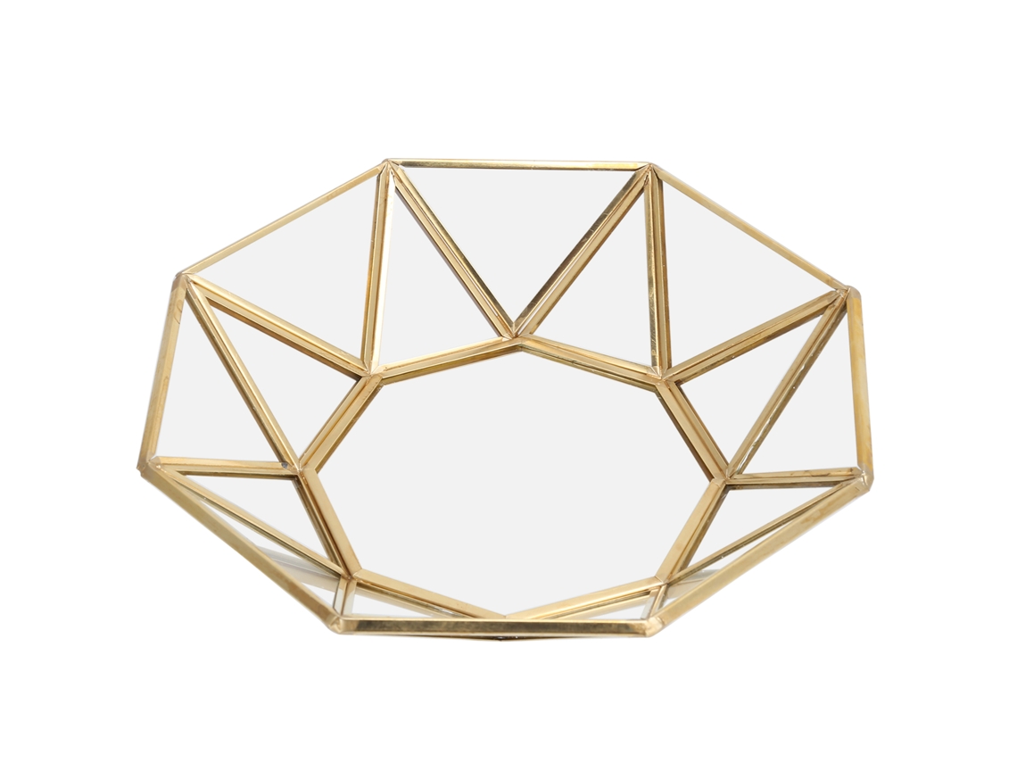 Bandeja de vidrio octogonal para decoración y organización.