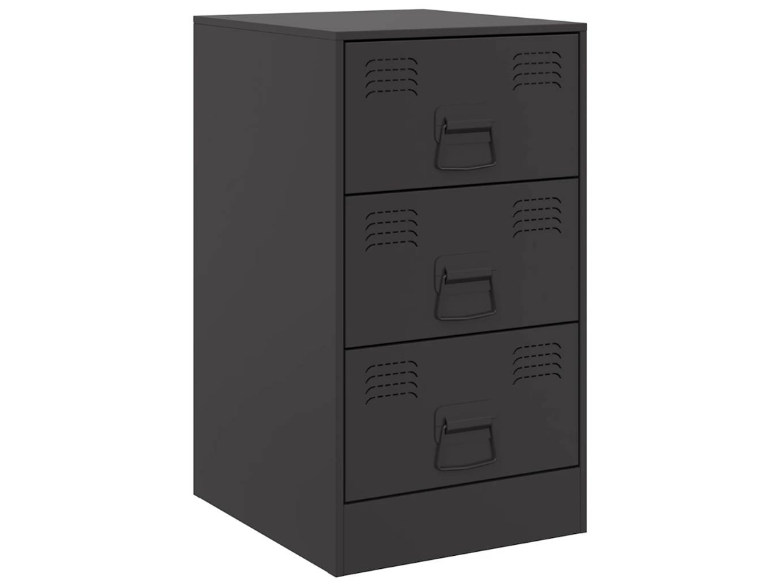 Mesita de noche Maison Exclusive de acero negro, 34,5 x 39 x 62 cm