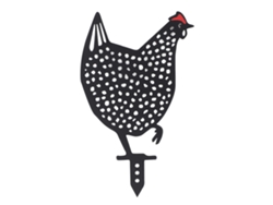 Estaca de hierro hecha a mano con forma de gallina para jardín, ideal para decoración.